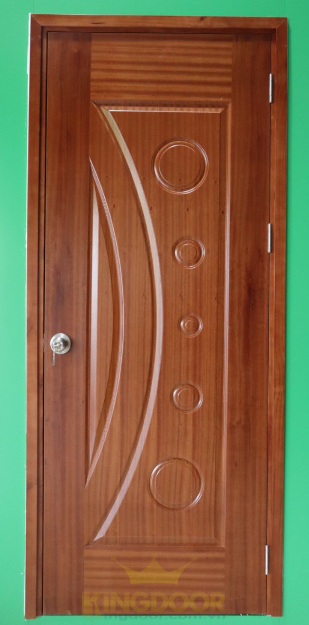Mẫu cửa gỗ công nghiệp HDF Veneer màu xoan đào.